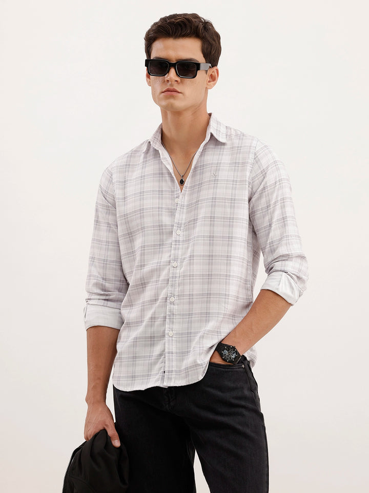 Regular Fit Checkered Shirt | Off White