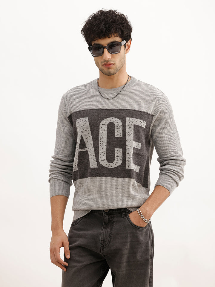 Classic Regular Fit Jacquard Sweater | Grey