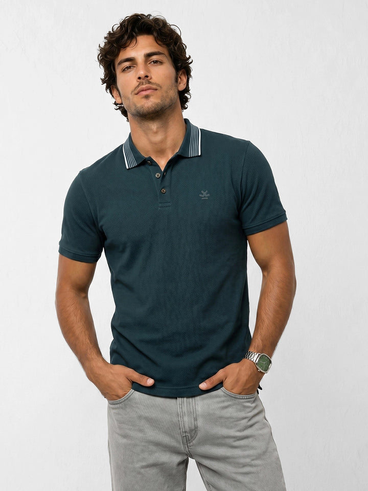 Slim Fit Tipping Collar Polo T-Shirt | Dark Blue