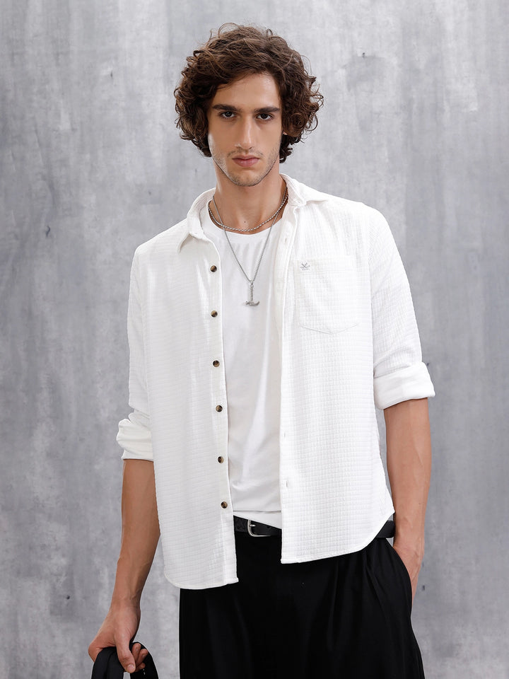 Textured Full Sleeve Shirt | White
