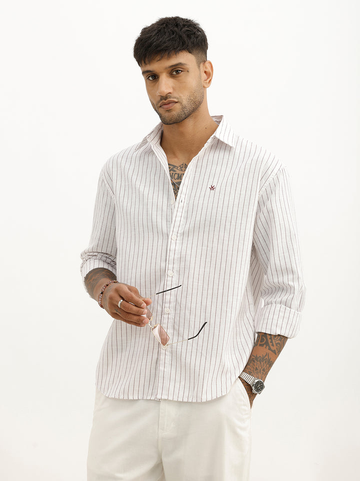 Classic Comfort Fit Striped Shirt | Brown