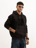 Solid Flock Printed Hoodie | Black