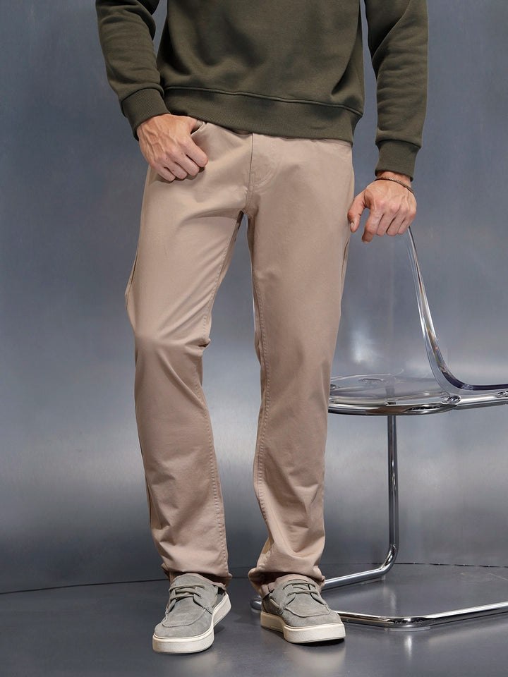Men's casual straight fit trousers | Beige