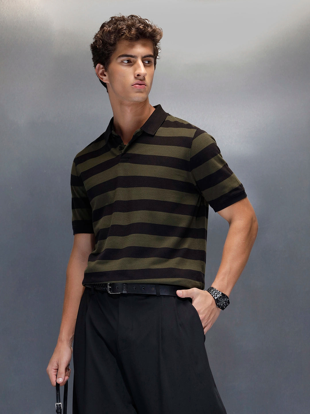 Men's regular fit polo stripes t-shirt  | Maroon