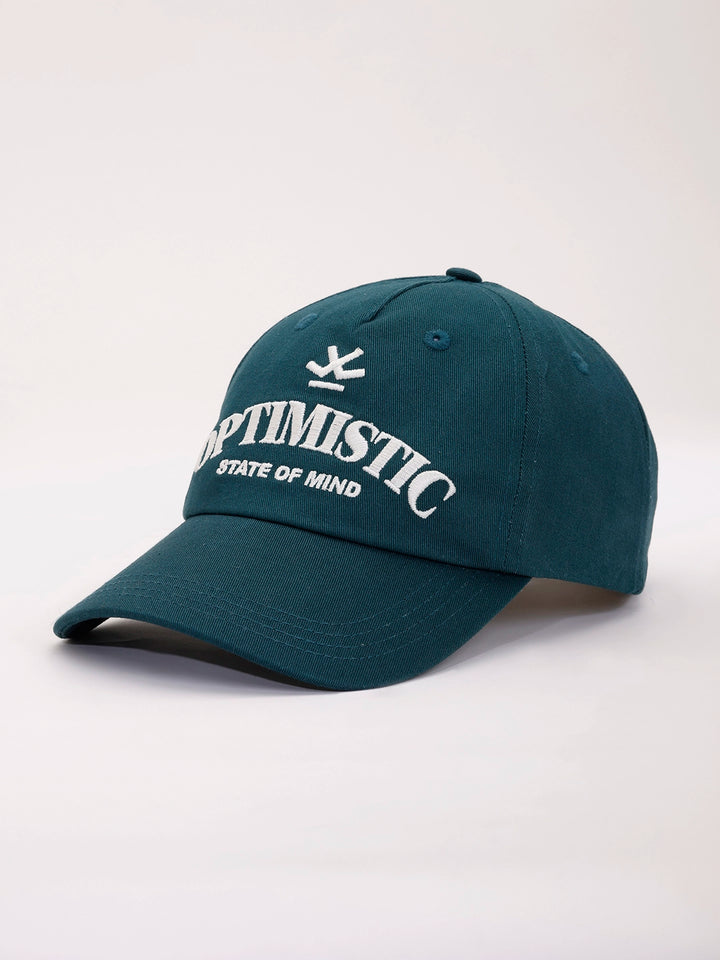 Embroidered "Optimistic" Graphic Cap | Teal