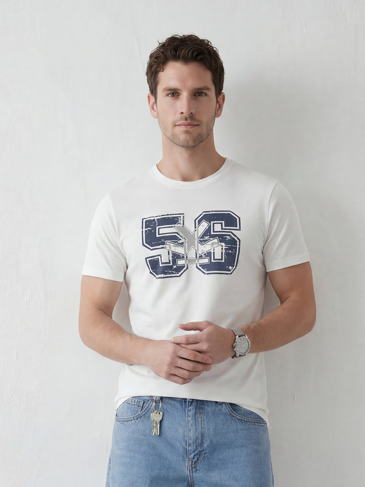 Vintage Varsity Style Graphic Tee | Off White