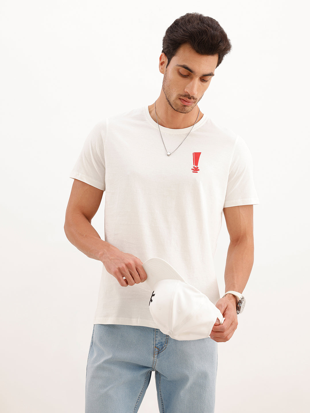 Classic Placement Printed T-Shirt | White | WSTS054DF