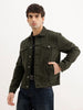 Slim Fit Solid Denim Jacket | Olive | WNJK6381/NS
