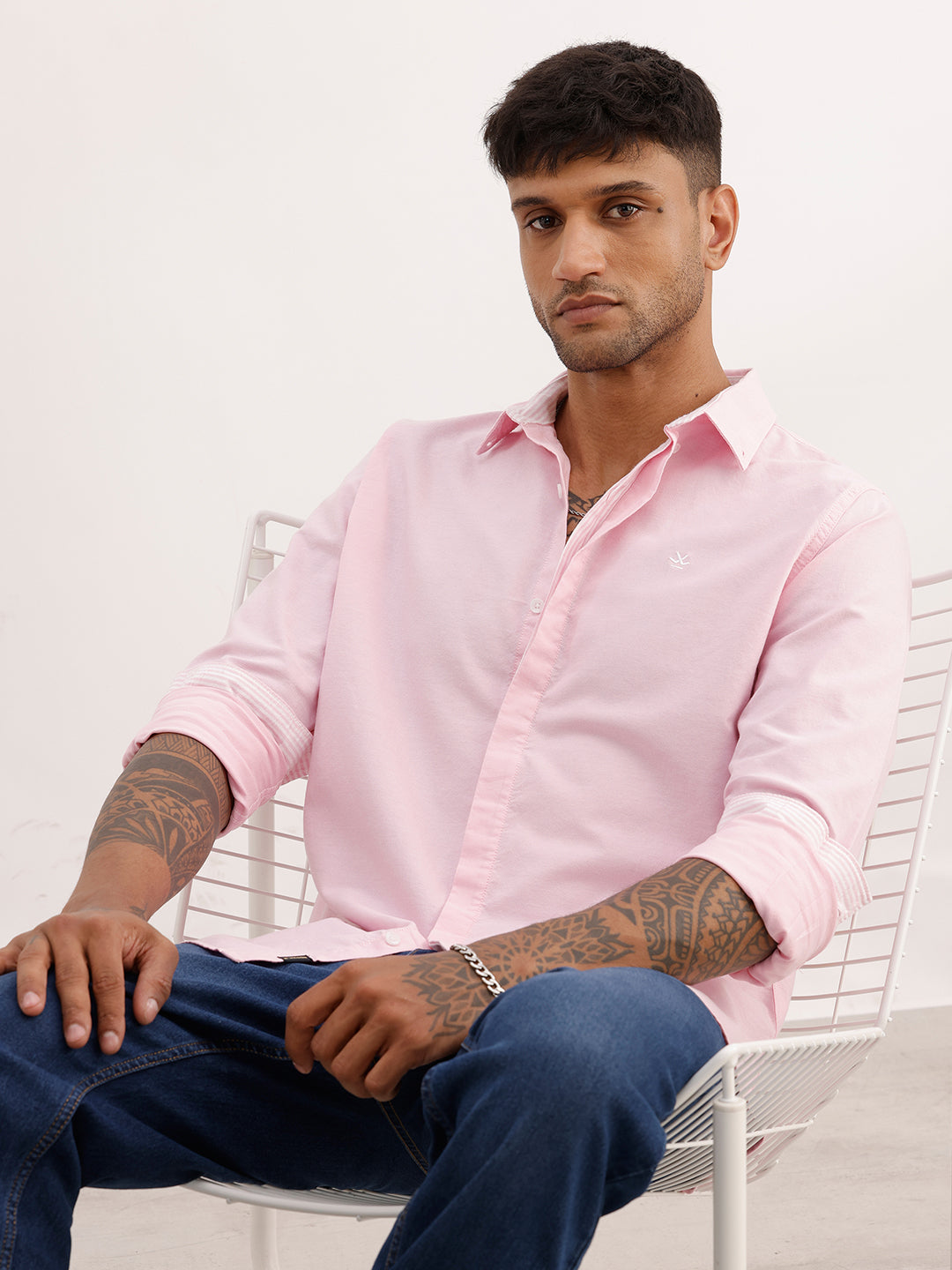 Solid Slim Fit 100% Cotton Shirt | Pink