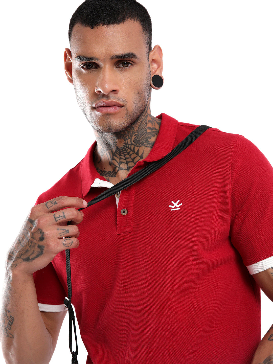 Red Contrast Pique Polo