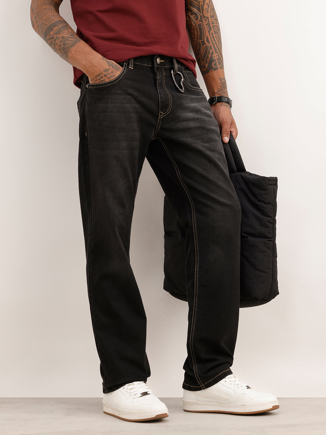 Faded Straight Fit Denim Jeans | Grey | WWJN3262F