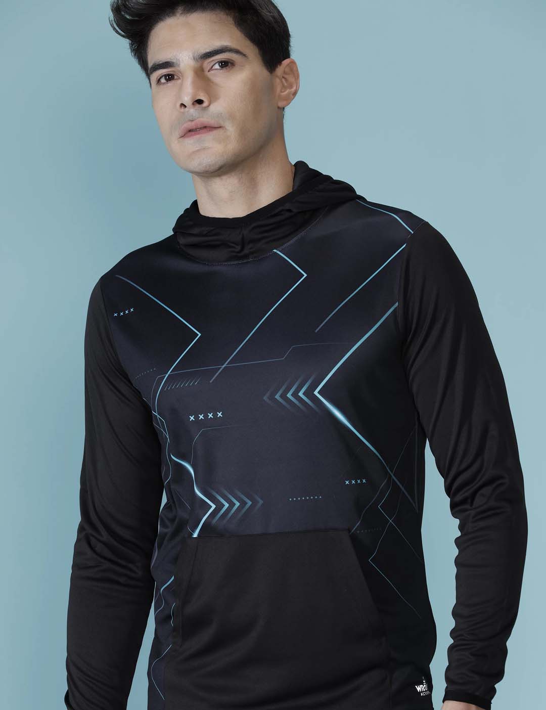 Black Glitch Active Hoodie