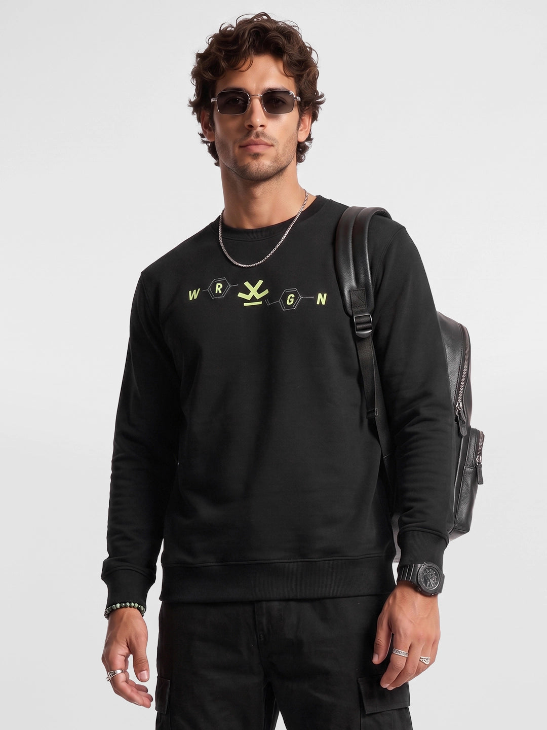 Classic Placement Printed Sweatshirt | Black