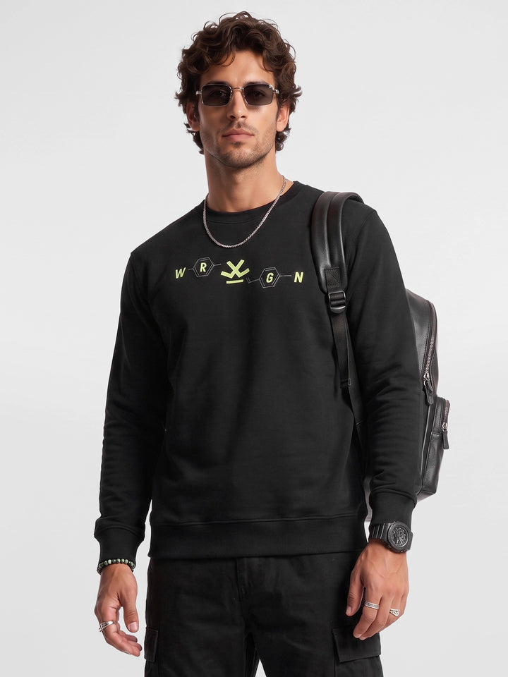 Classic Placement Printed Sweatshirt | Black
