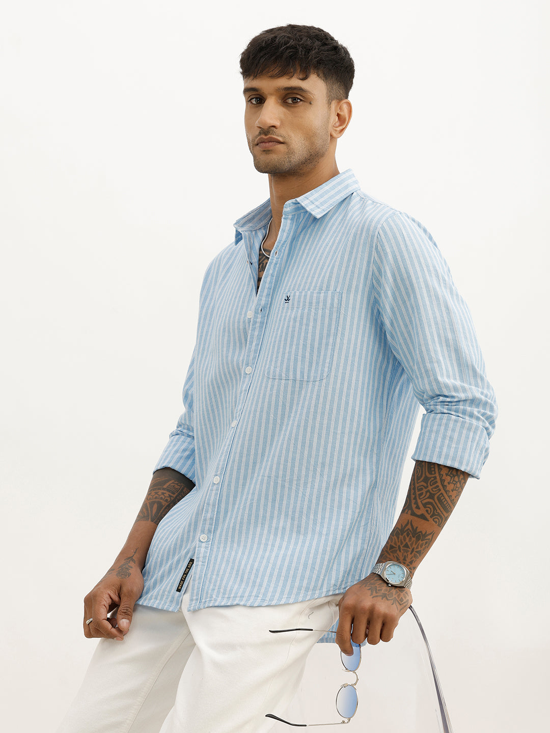 Classic Slim Fit Striped Shirt | Blue