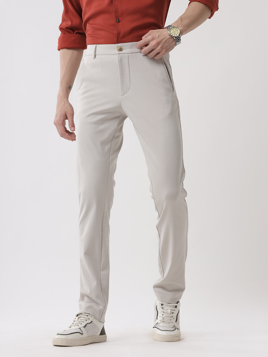 Solid Beige Classic Trouser