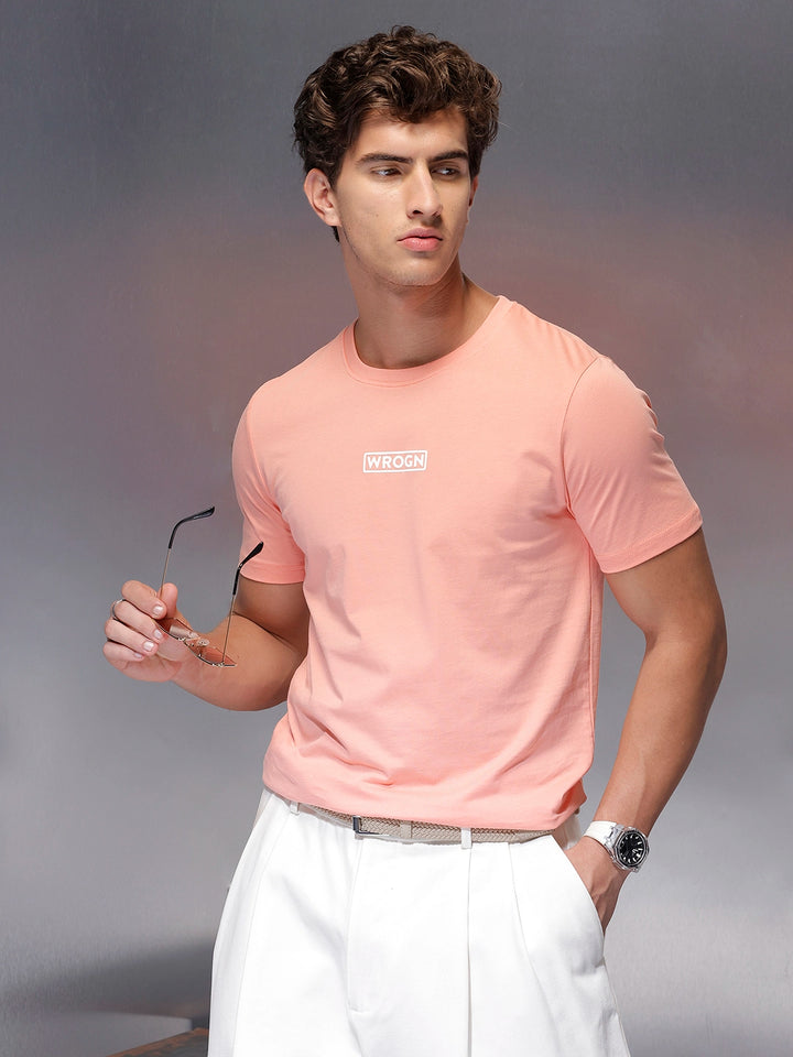 Solid Regular Fit T-Shirt   |  Peach