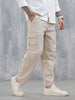 Men's Causal Relaxed Fit Utility Pockets Trousers | Cream
