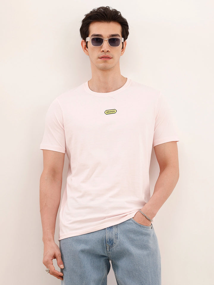 Slim Fit Placement Printed T-Shirt | Pink