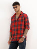 Slim Embroidery Detail Checkered Shirt | Red