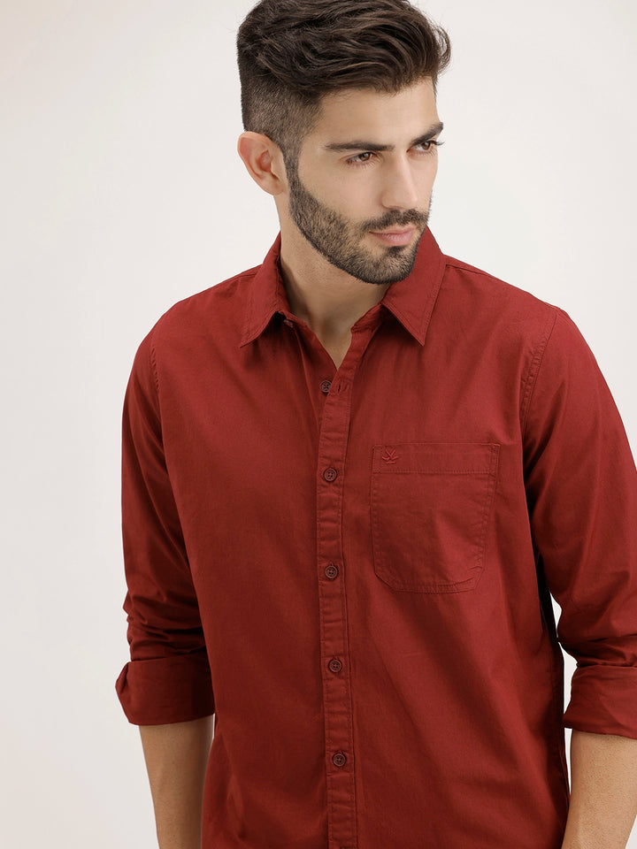 Solid Regular Fit Shirt | Maroon