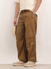Solid Loose Fit Cargo Trousers | Khaki