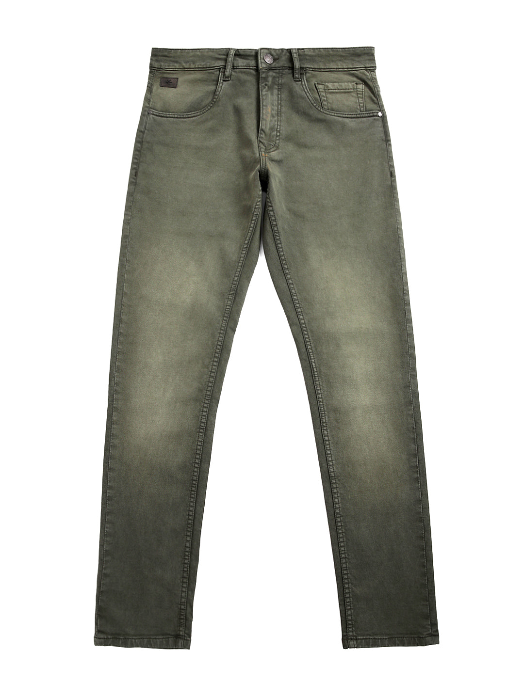 Green Solid Slim Tapered Jeans