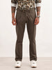 Solid Slim Fit Pleated Trouser | Olive
