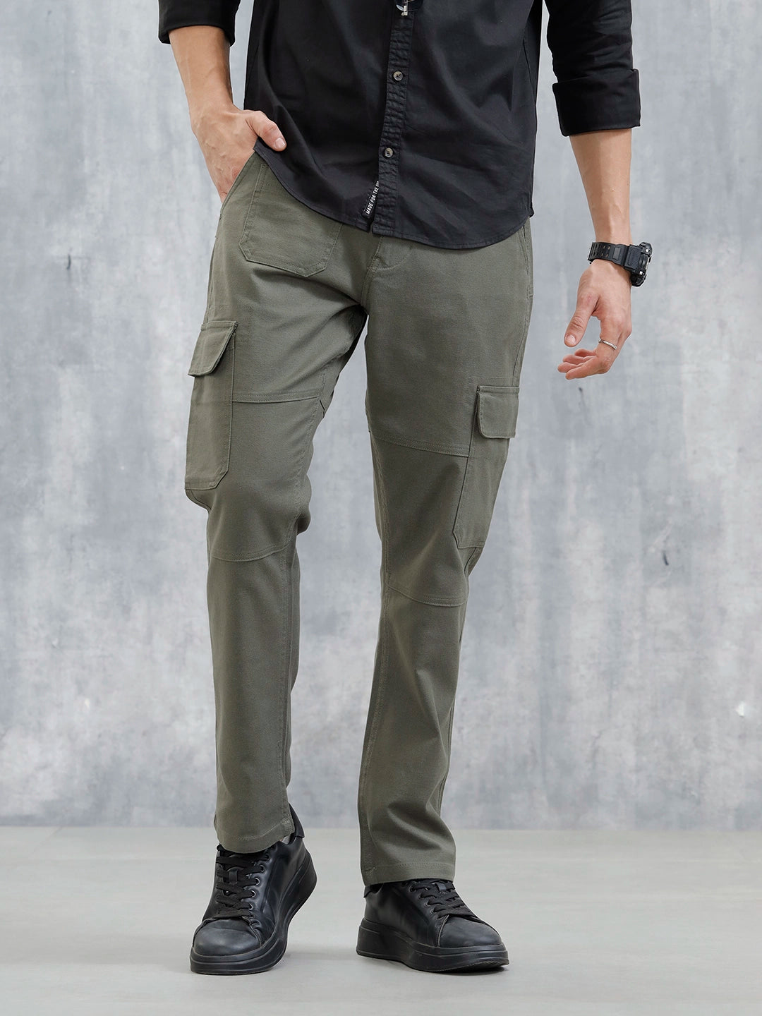 Men's Casual Relaxed Fit Cargo Trousers | Green