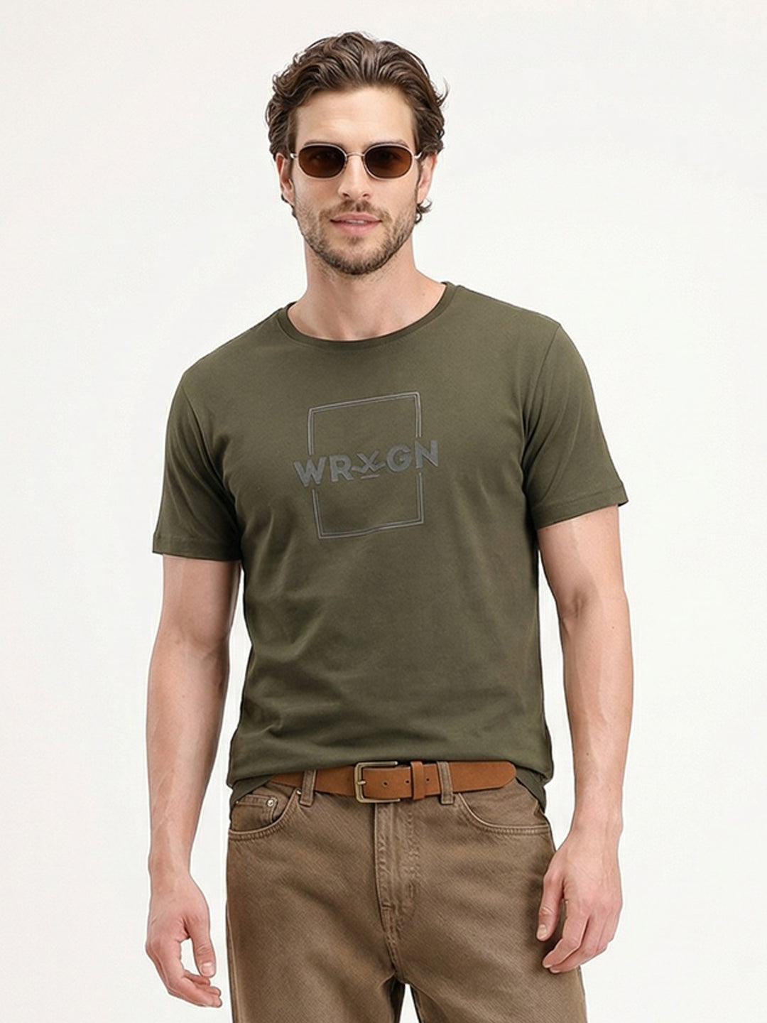 Solid Slim Fit HD Printed T-Shirt | Olive