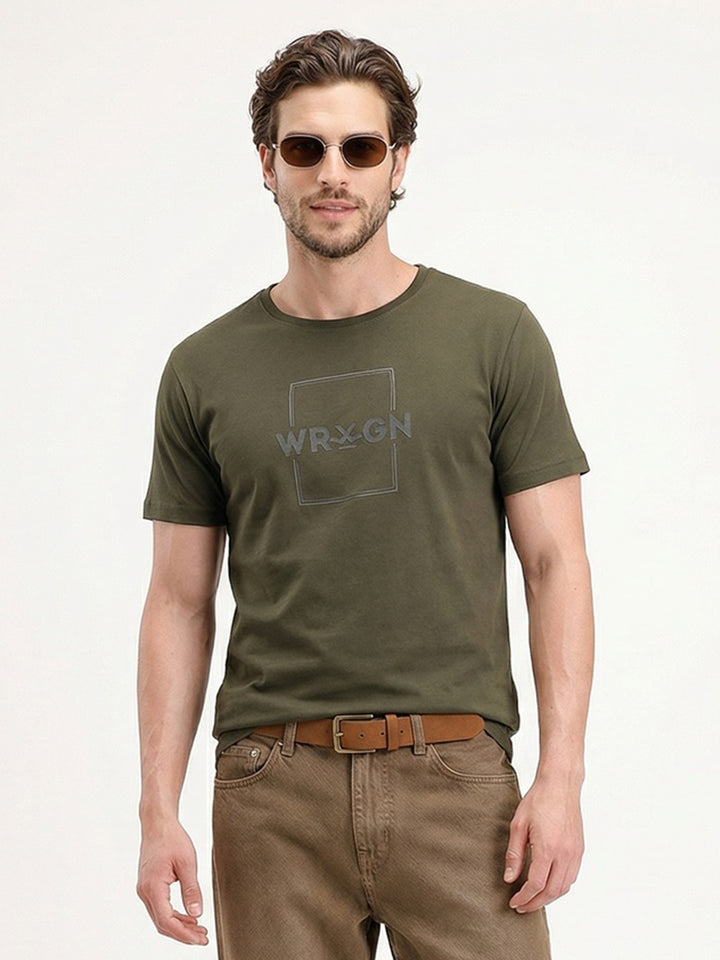 Solid Slim Fit HD Printed T-Shirt | Olive