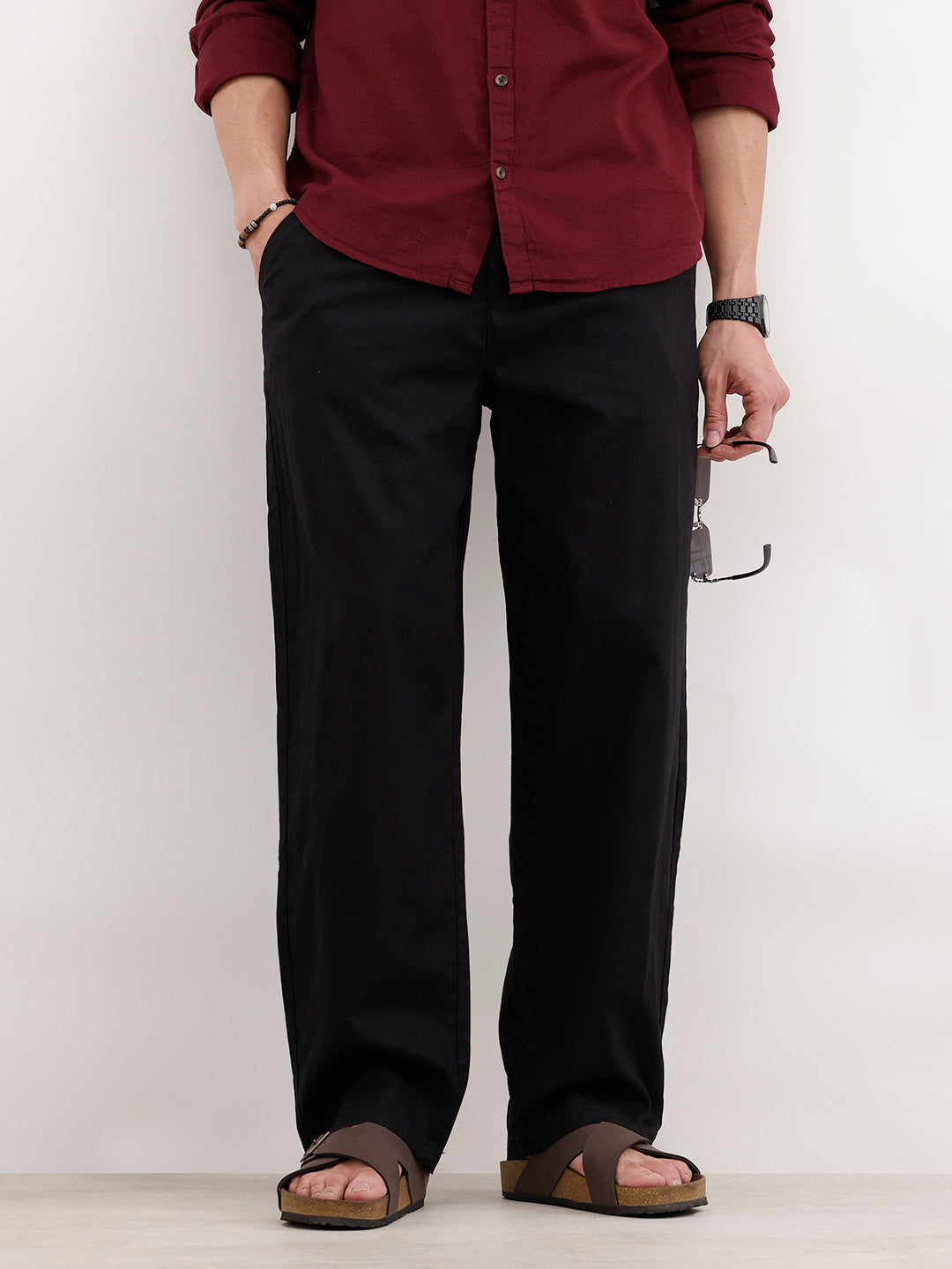 Loose Fit Casual Wear Trousers | Black