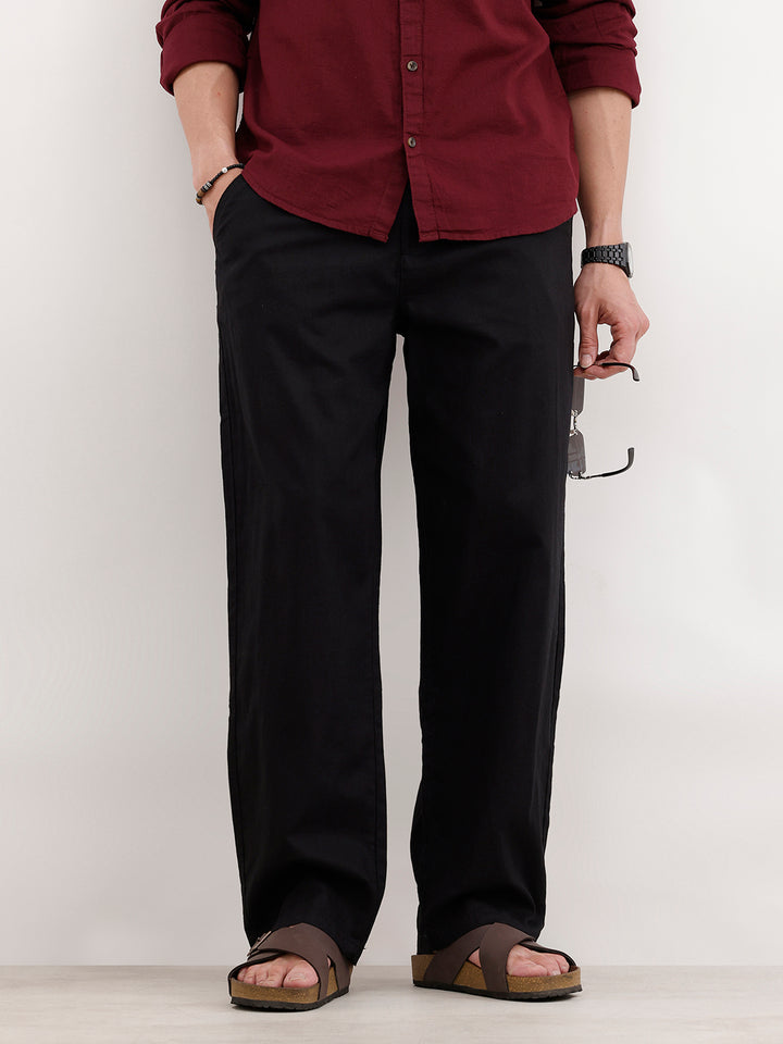 Loose Fit Casual Wear Trousers | Black