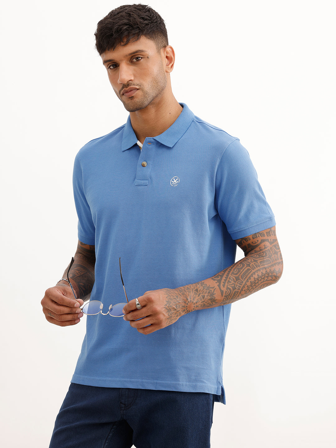 Solid Regular Fit Polo T-Shirt | Blue