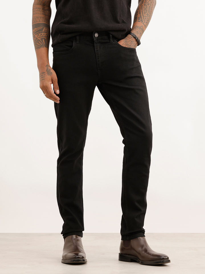 Solid Skinny Fit Denim Jeans | Black