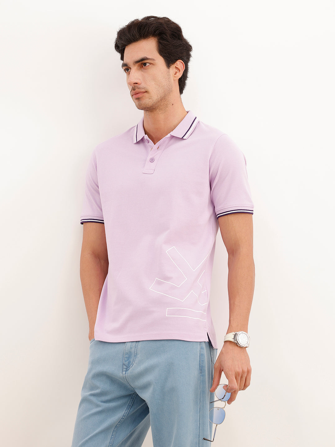 Regular Fit Tipping Collar Polo T-Shirt | Purple