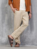 Relaxed Fit 100% Cotton Clean Look Trouser | Cream