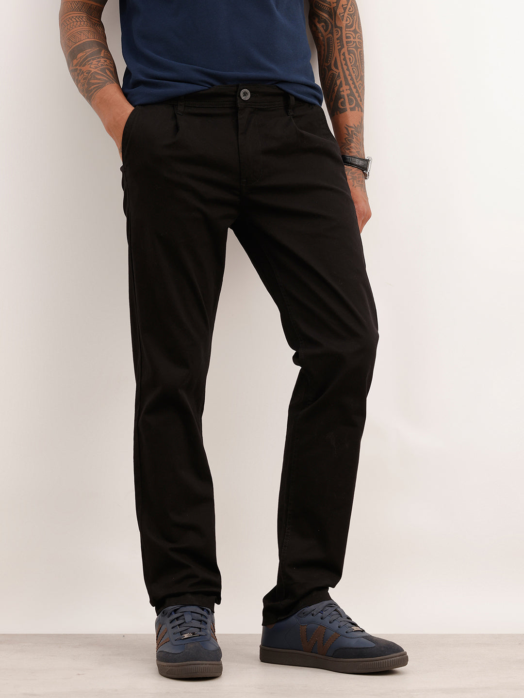 Classic Slim Fit Solid Trouser | Black | WTR0100SL5056M