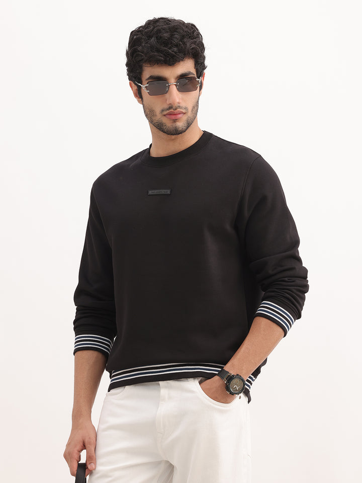 Classic Contrast Sleeve Sweatshirt | Black