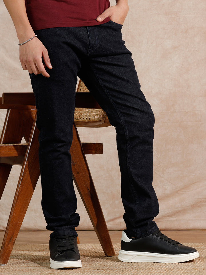 Solid Look Slim Fit Jeans | Dark Blue