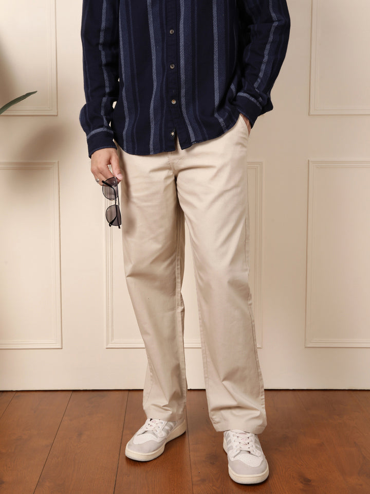 Loose Fit Linen Blend Trouser | Beige