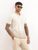 Slim Fit Gradient Printed Polo T-Shirt | Beige
