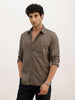 Solid Slim Fit Full Sleeve Shirt | Olive