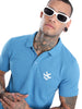 Solid Blue Logo Polo T-Shirt