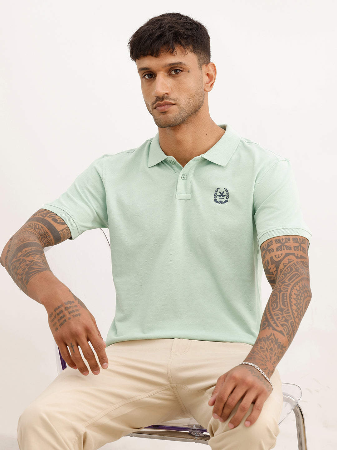 Classic Placement Printed Polo T-Shirt | Green | WWTS300F