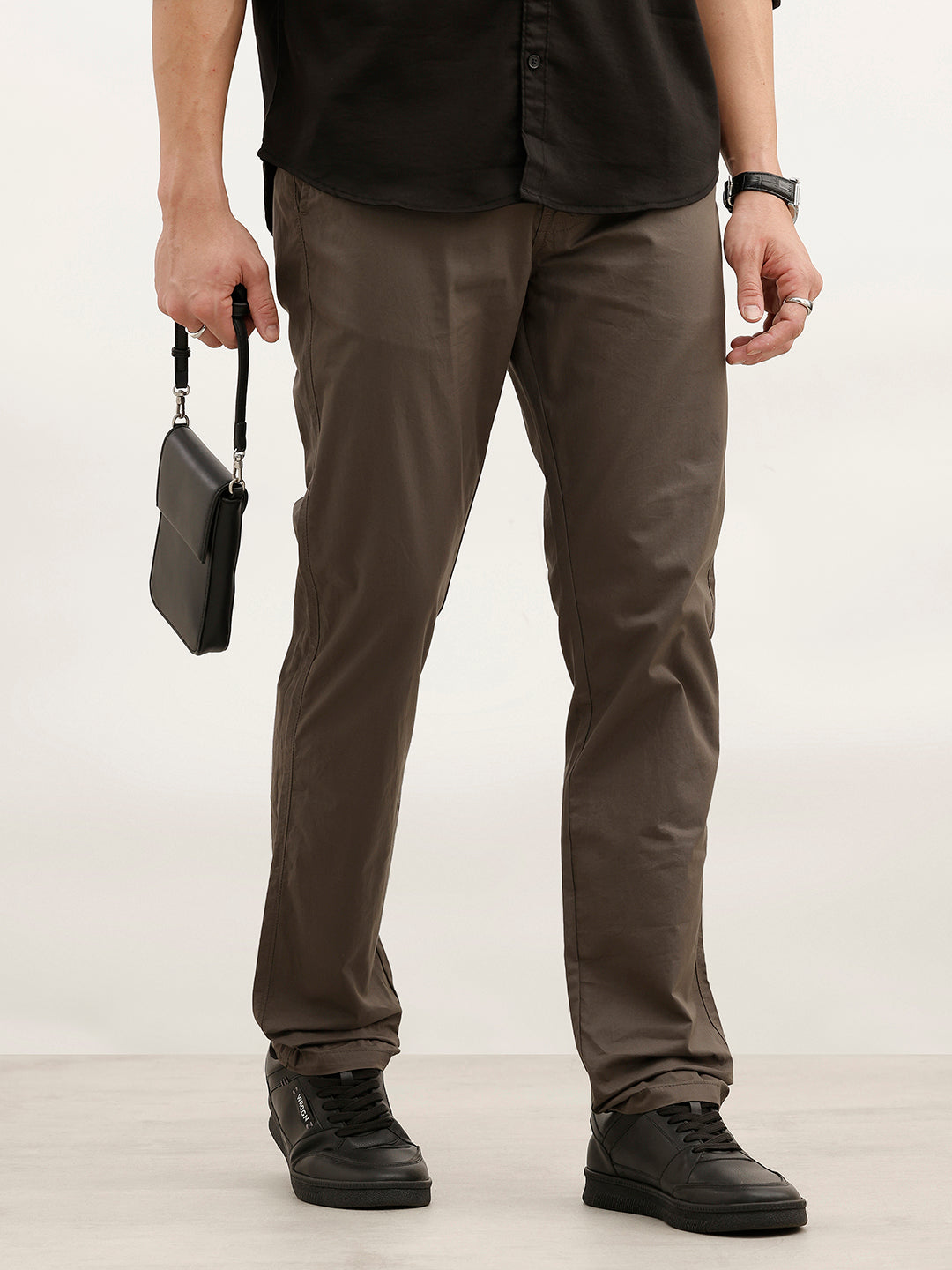 Solid Slim Fit Trouser | Olive