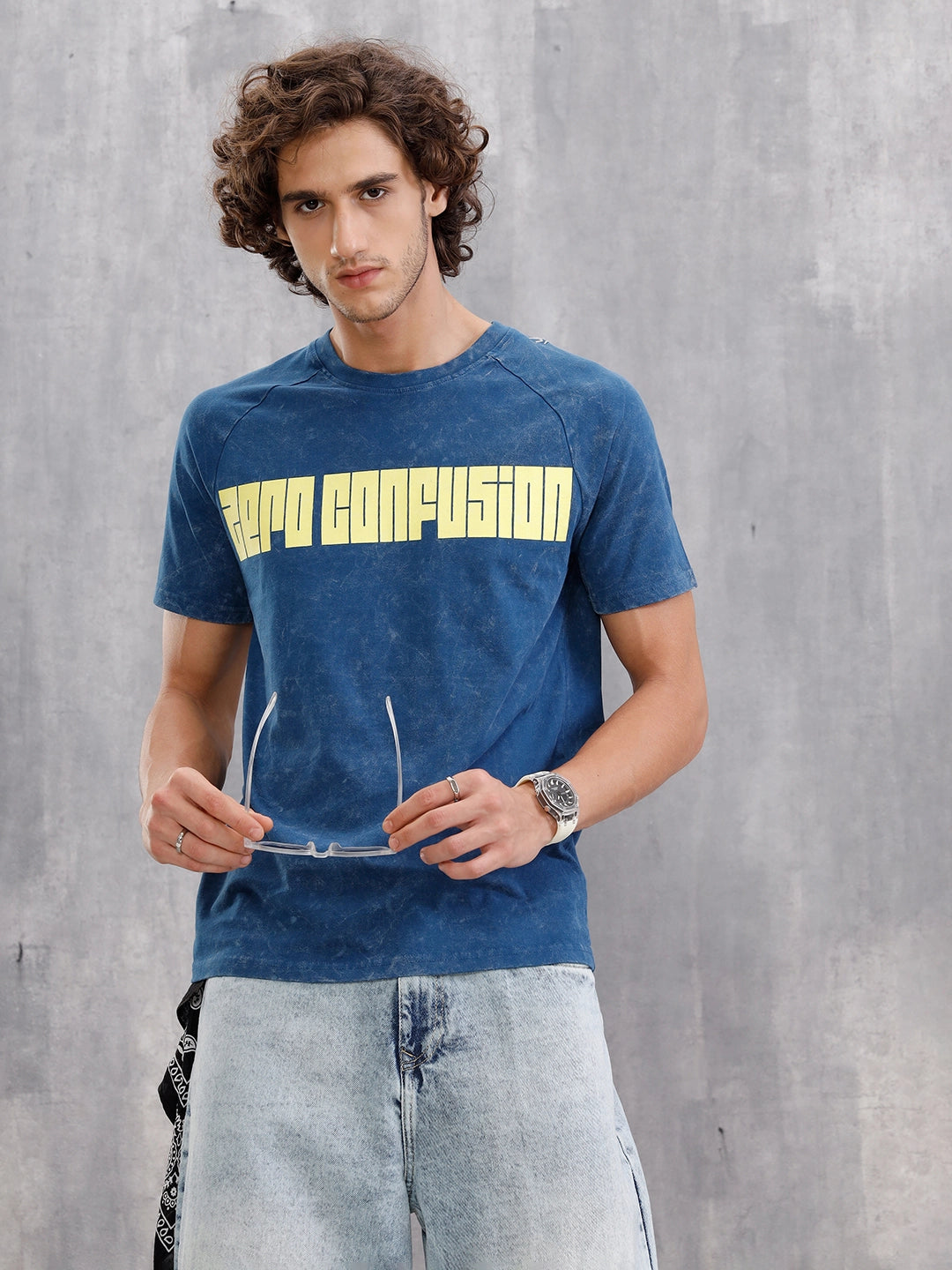 Washed Raglan Sleeve Slim Fit T-Shirt |  Dark Blue