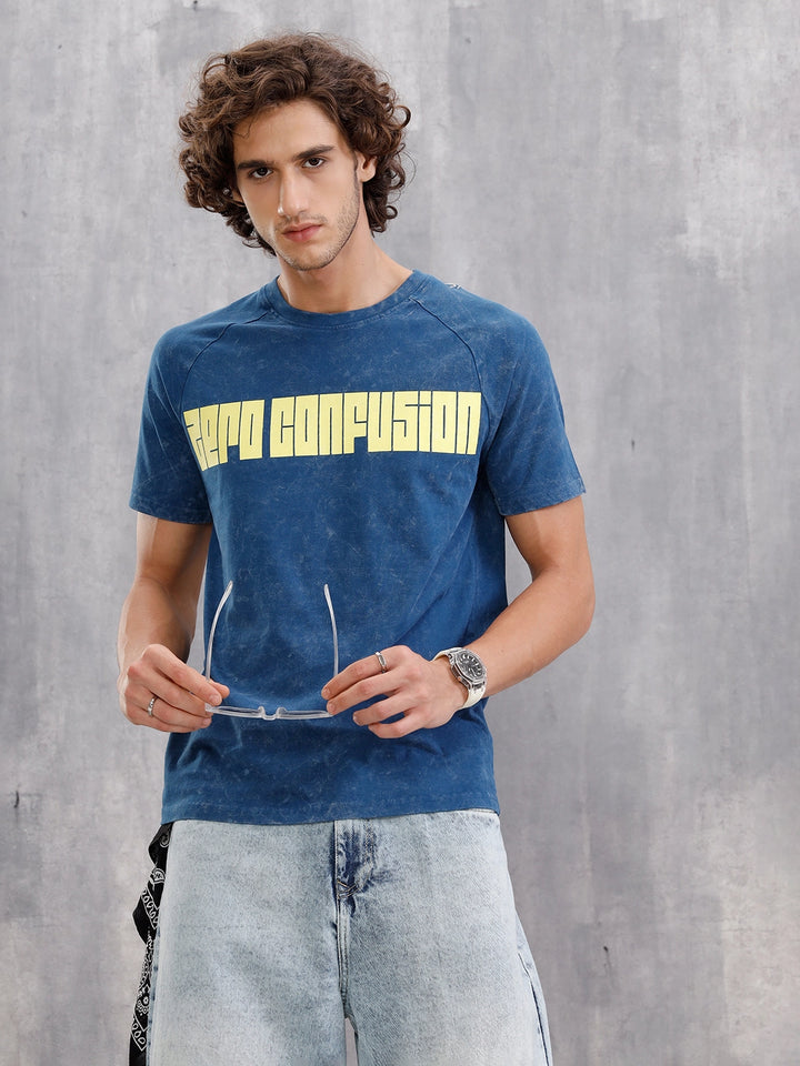 Washed Raglan Sleeve Slim Fit T-Shirt |  Dark Blue