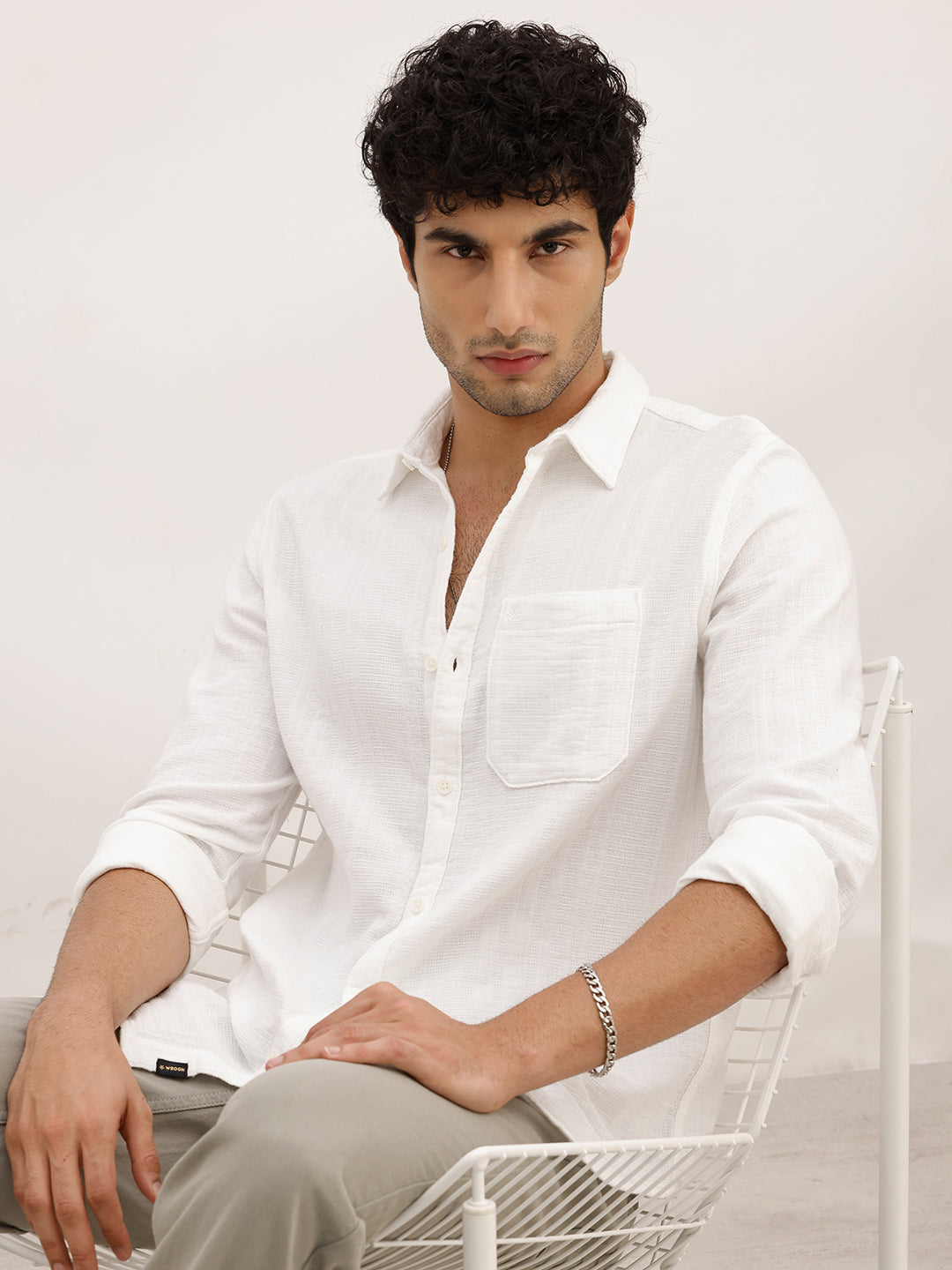 Classic Slim Fit Textured Shirt | White