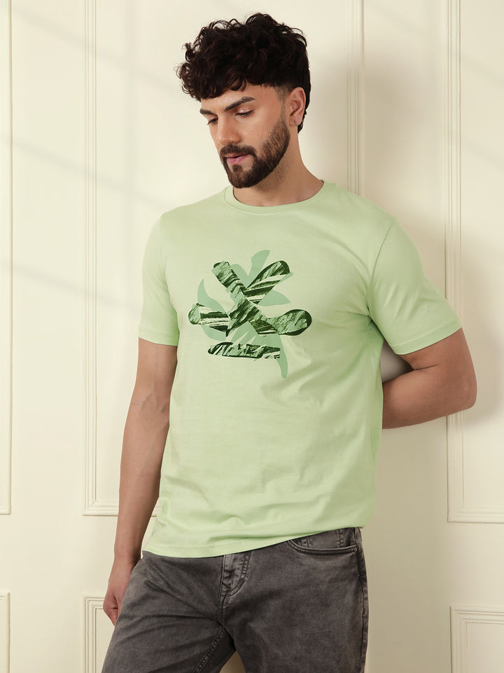 Flock Print Slim Fit T-Shirt | Green